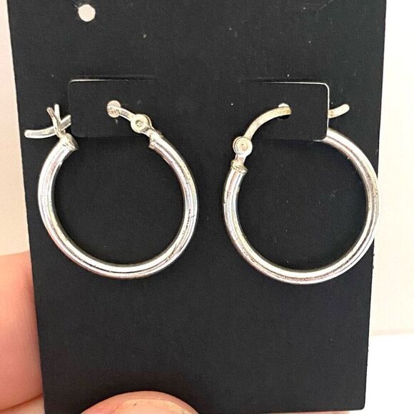 ASU Classic Sterling 925 Silver 1” Hoop Earrings - Picture 1 of 4
